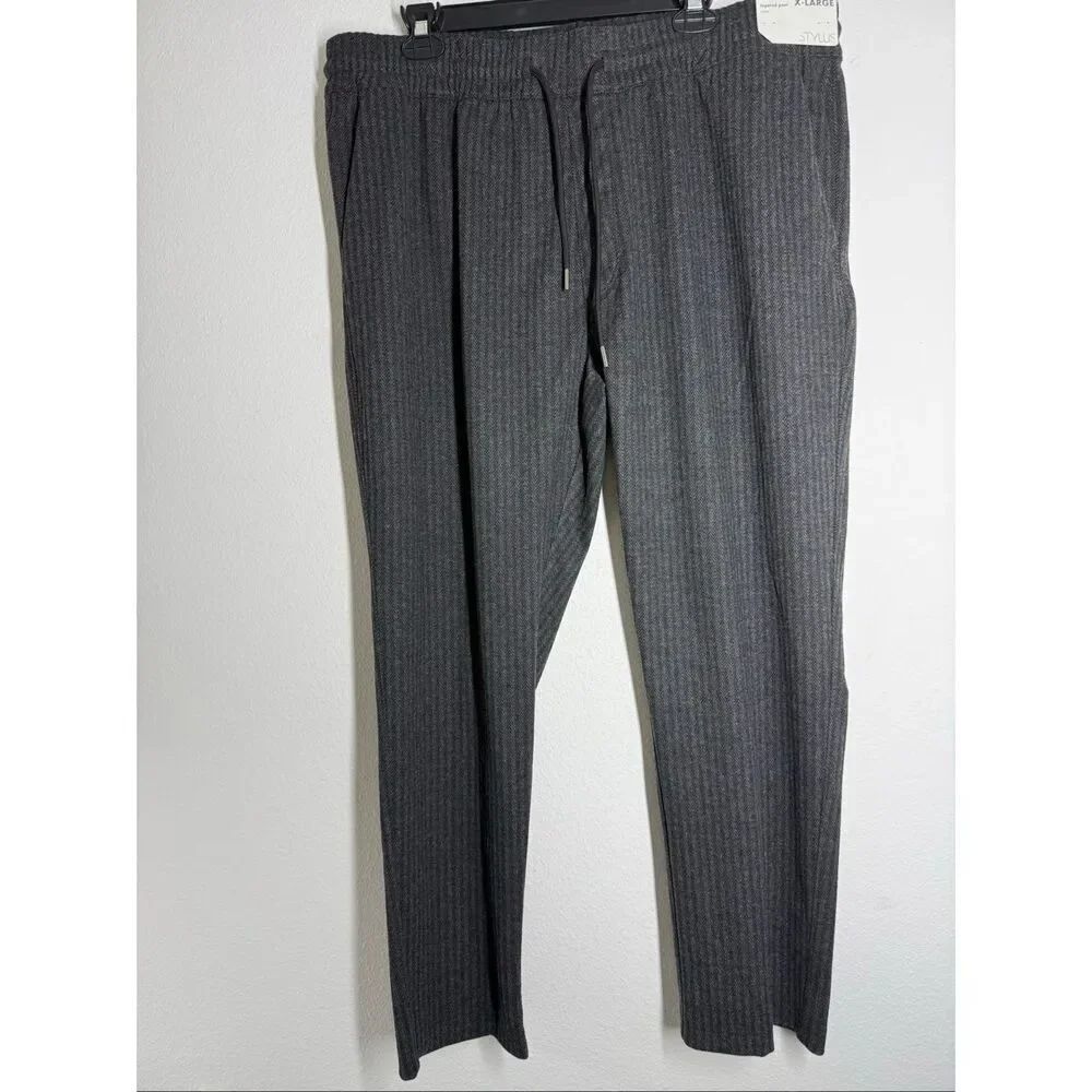 NWT Stylus Men’s Herringbone Patterned Joggers Tapered Pants Stretch Size XL